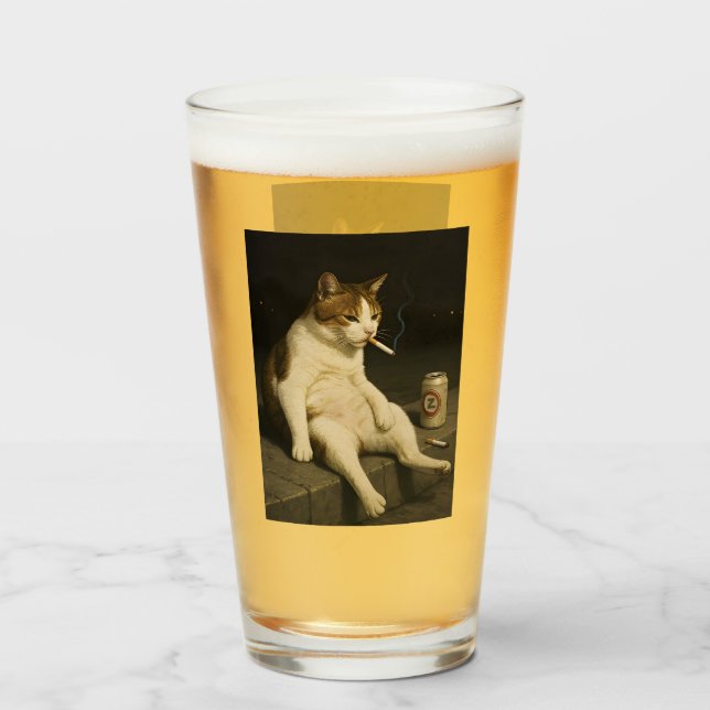 Cigarette Kitten Funny Smoking Cat Gen Z Meme Glass (Front Filled)