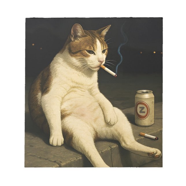 Cigarette Kitten Funny Smoking Cat Gen Z Meme Notepad (Front)