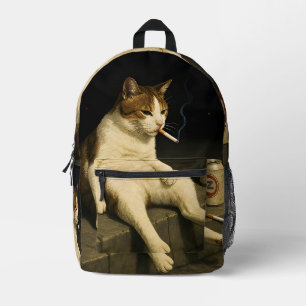 Cigarette Kitten Funny Smoking Cat Gen Z Meme Printed Backpack