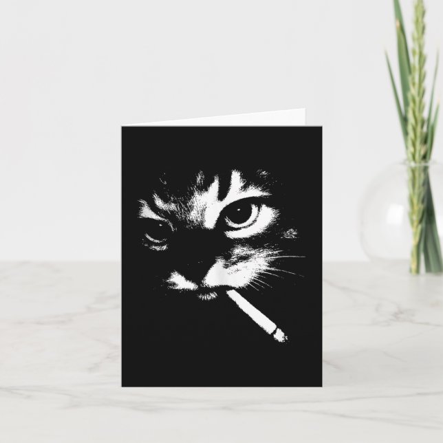 Cigarette Kitten Funny Smoking Cat Meme Gangster C Card (Front)