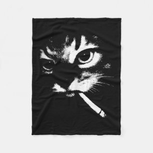 Cigarette Kitten Funny Smoking Cat Meme Gangster C Fleece Blanket