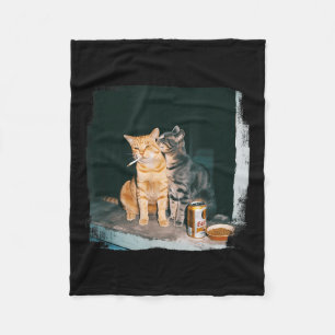 Cigarette Kitten Funny Smoking Cat Meme Stud Brain Fleece Blanket