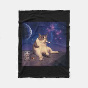 Cigarette Kitten Funny Smoking Cat Meme Stud Brain Fleece Blanket