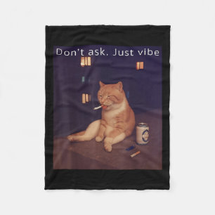 Cigarette Kitten Funny Smoking Cat Meme Stud Brain Fleece Blanket