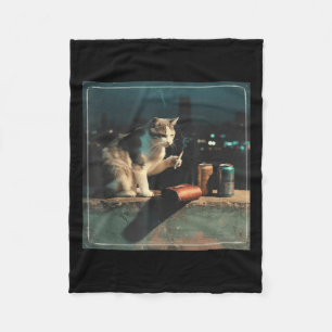Cigarette Kitten Funny Smoking Cat Meme Stud Brain Fleece Blanket