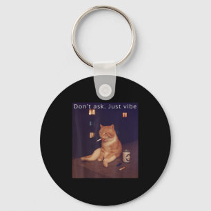 Cigarette Kitten Funny Smoking Cat Meme Stud Brain Keychain