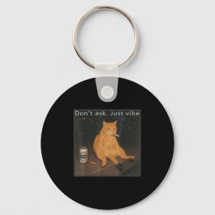 Cigarette Kitten Funny Smoking Cat Meme Stud Brain Keychain