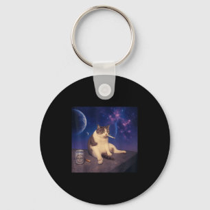 Cigarette Kitten Funny Smoking Cat Meme Stud Brain Keychain