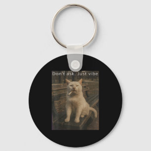Cigarette Kitten Funny Smoking Cat Meme Stud Brain Keychain