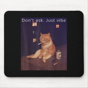 Cigarette Kitten Funny Smoking Cat Meme Stud Brain Mouse Pad