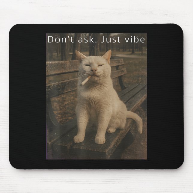Cigarette Kitten Funny Smoking Cat Meme Stud Brain Mouse Pad (Front)