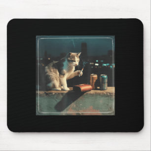 Cigarette Kitten Funny Smoking Cat Meme Stud Brain Mouse Pad