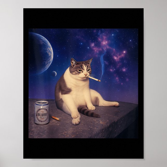 Cigarette Kitten Funny Smoking Cat Meme Stud Brain Poster (Front)