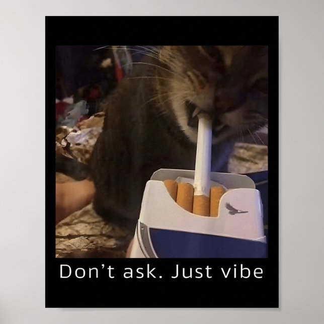 Cigarette Kitten Funny Smoking Cat Meme Stud Brain Poster (Front)
