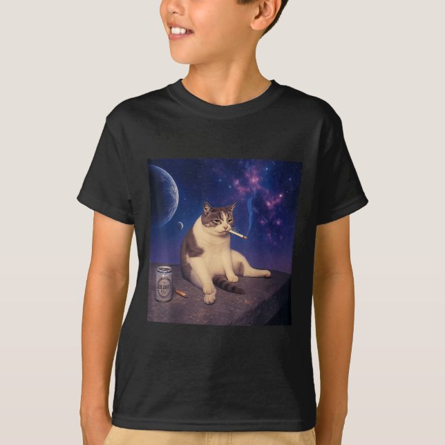 Cigarette Kitten Funny Smoking Cat Meme Stud Brain T-Shirt (Front)