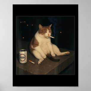 Cigarette Kitten Funny Smoking Cat Meme Stud Poster