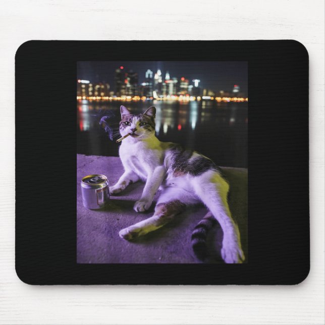 Cigarette Kitten Funny Smoking Cat Meme Stupid Bra Mouse Pad (Front)