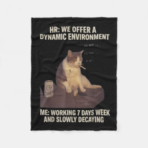 Cigarette Kitten Funny Smoking Cat Meme Work-life  Fleece Blanket