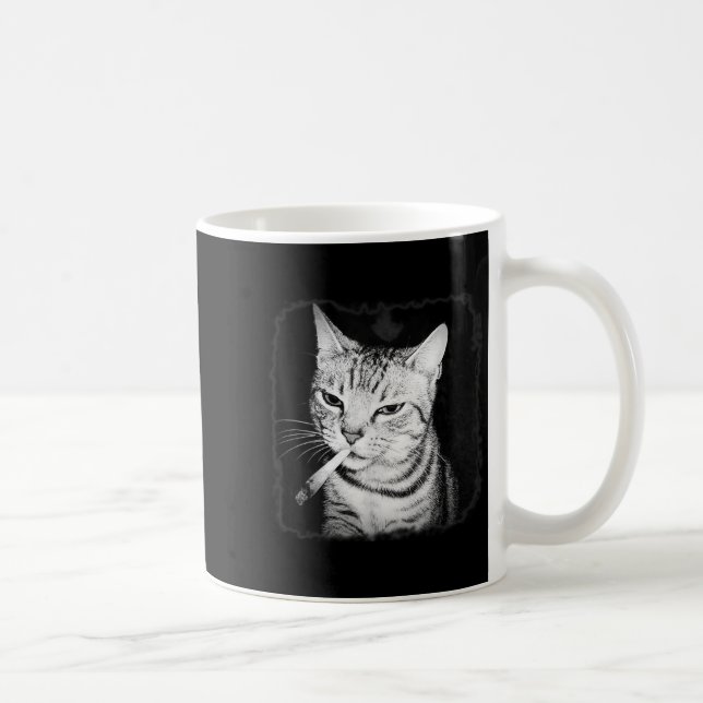 Cigarette Kitten Gang Cat Smoking Cigarette Funny  Coffee Mug (Right)