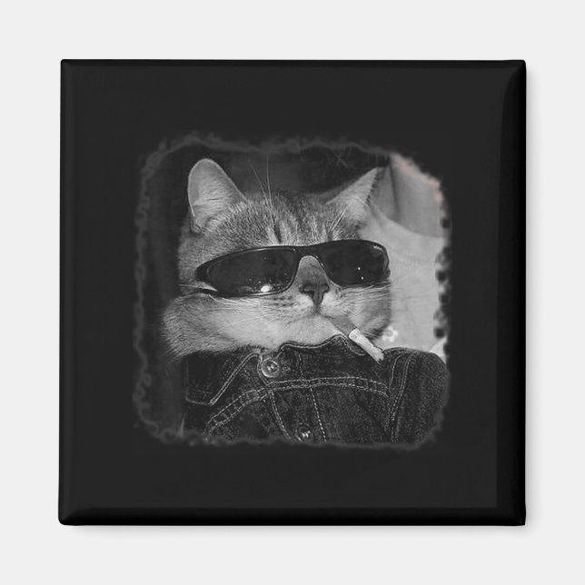 Cigarette Kitten Gang Cat Smoking Cigarette Funny  Magnet (Front)