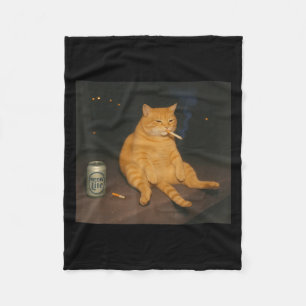 Cigarette Kitten Gen Z Joke Smoking Cat Meme Stud Fleece Blanket