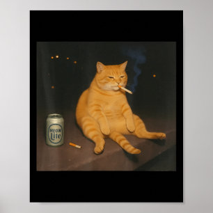 Cigarette Kitten Gen Z Joke Smoking Cat Meme Stud  Poster