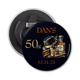 Cigars and Bourbon Birthday Bottle Opener