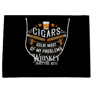 Cigars Solve Most Of My Problems Whiskey Large Gift Bag