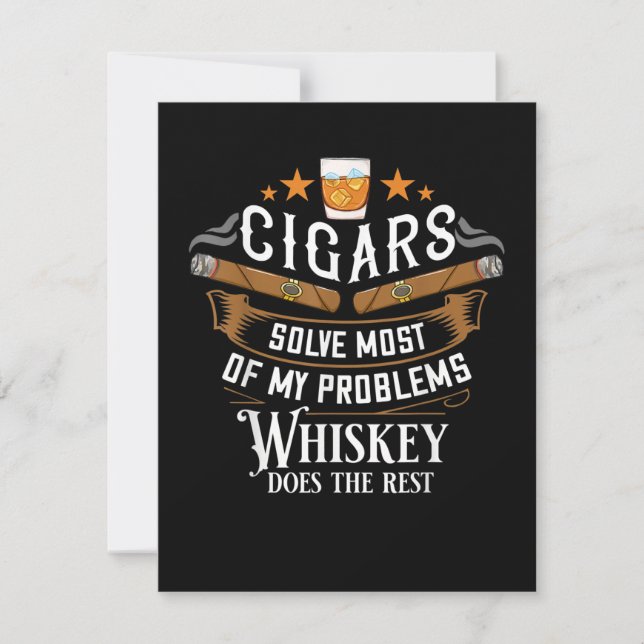 Cigars Solve Most Of My Problems Whiskey Thank You Card (Front)