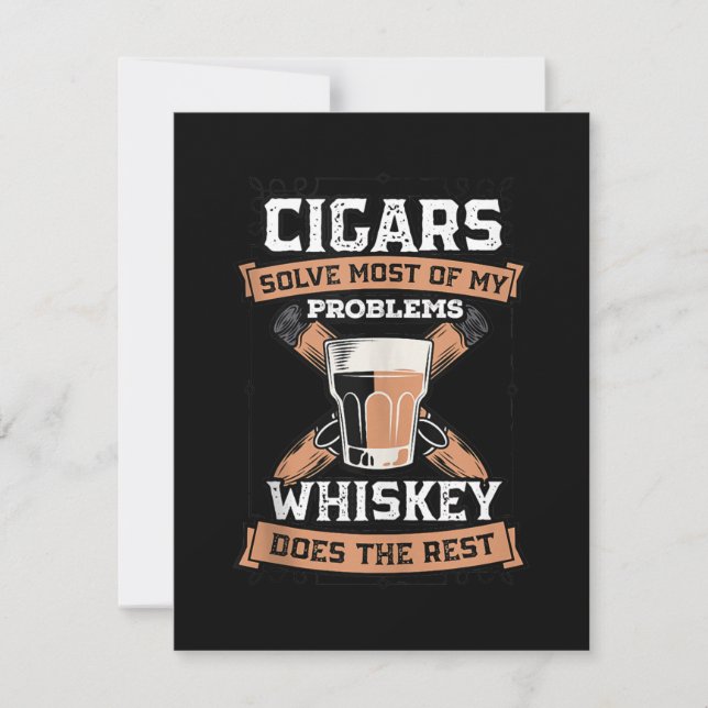 Cigars Solve Most Of My Problems Whiskey Thank You Card (Front)
