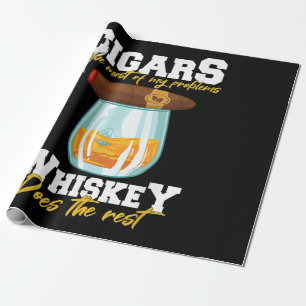 Cigars Solve Most Of My Problems Whiskey Wrapping Paper