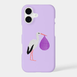 Cigogne bébé neutre de genre Violet