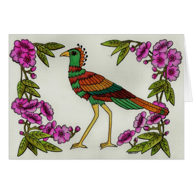 Cigogne dans les fleurs (Devant horizontal)