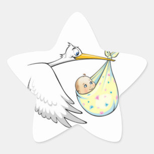cigogne et autocollants pour bébé