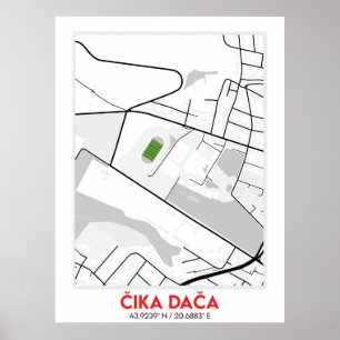 Čika Dača Stadium Map Design Poster
