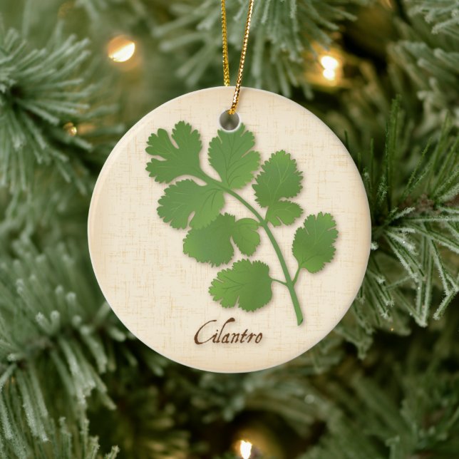 Cilantro Herb Ceramic Ornament (Tree)