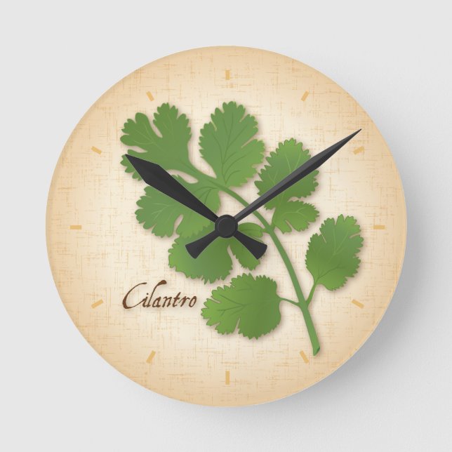 Cilantro Herb Round Clock (Front)
