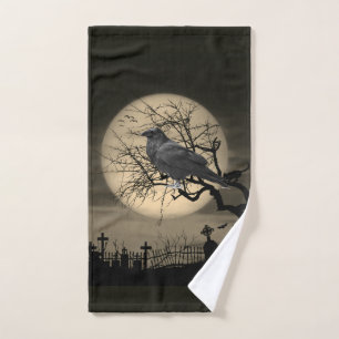 Cimetière foncé avec corbeau Halloween serviette m