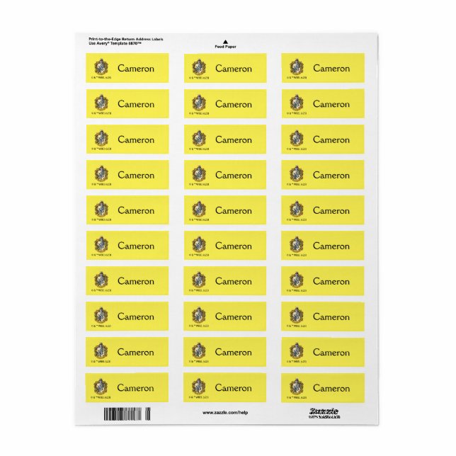 Cimier de Hufflepuff Enfants (Feuille entière)