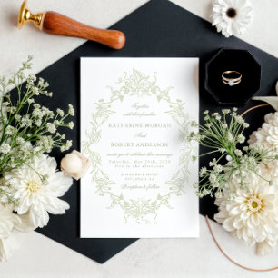 Cimier Floral Classique Élégant Mariage Invitation
