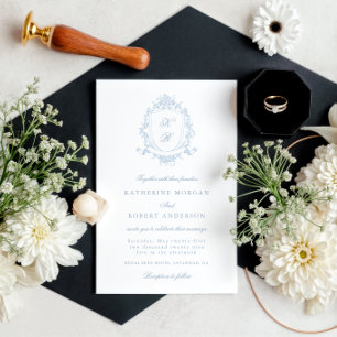 Cimier Floral Classique Élégant Mariage Invitation