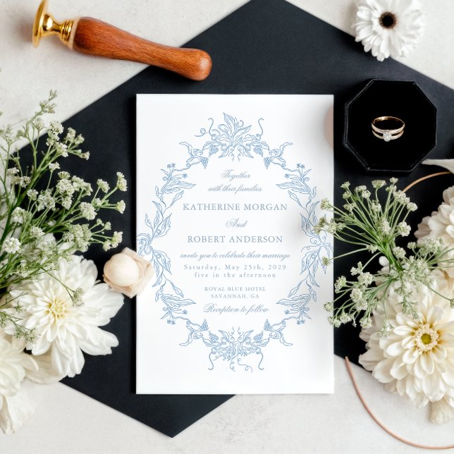Cimier Floral Classique Élégant Mariage Invitation (Créateur téléchargé)