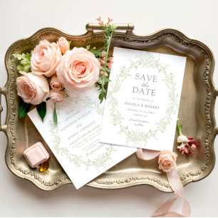 Cimier floral classique Enregistrer la date Carte 