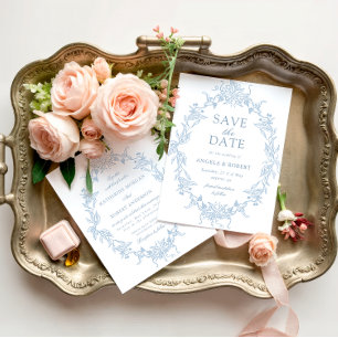 Cimier floral classique Enregistrer la date Carte 