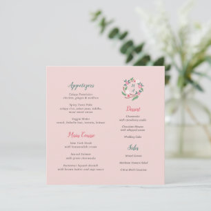 Cimier Floral Rustique Avec Menu Carré Monogramme