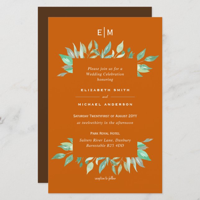 Cinammon Spice Budget Wedding Invites A9 (Front/Back)