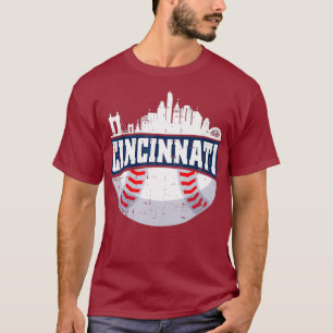 Cincinnati Baseball Skyline Ohio Baseball Player T-Shirt