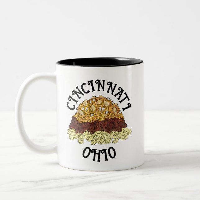 Cincinnati Chili Ohio OH Spaghetti Chilli Food Two-Tone Coffee Mug (Left)