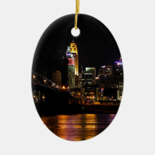 Cincinnati Cityscape Ceramic Ornament
