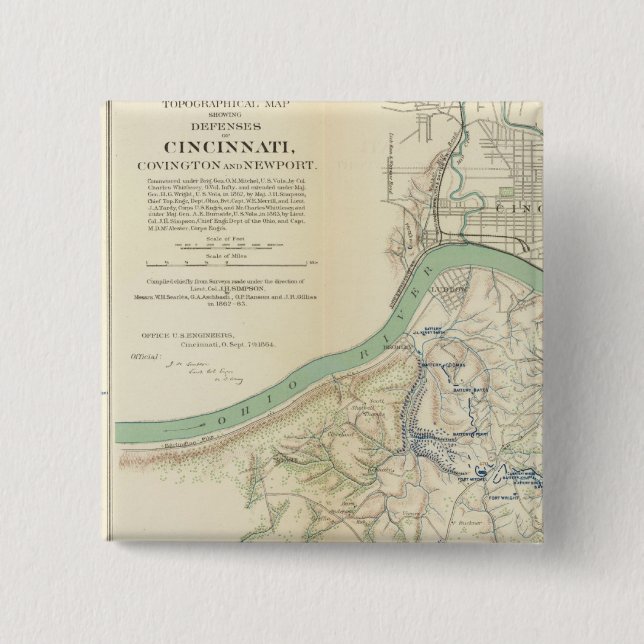Cincinnati, Covington, Newport 2 Inch Square Button (Front)